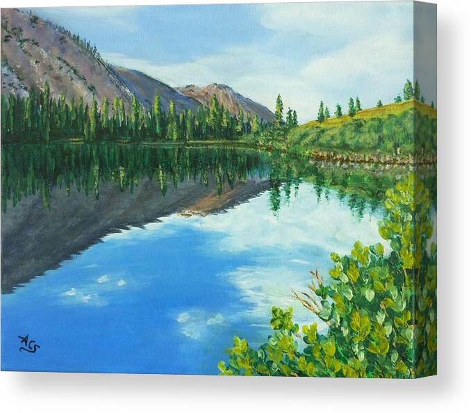 Virginia Lake Canvas Print featuring the painting Virginia Lake by Amelie Simmons