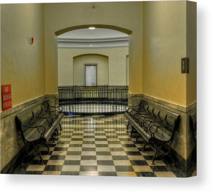 Cherokee County Courthouse Rotunda Canvas Print featuring the photograph Waiting on Justice by Greg and Chrystal Mimbs