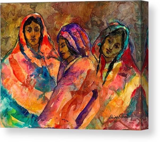 Indian Canvas Print featuring the painting Waiting Women by Elaine Elliott