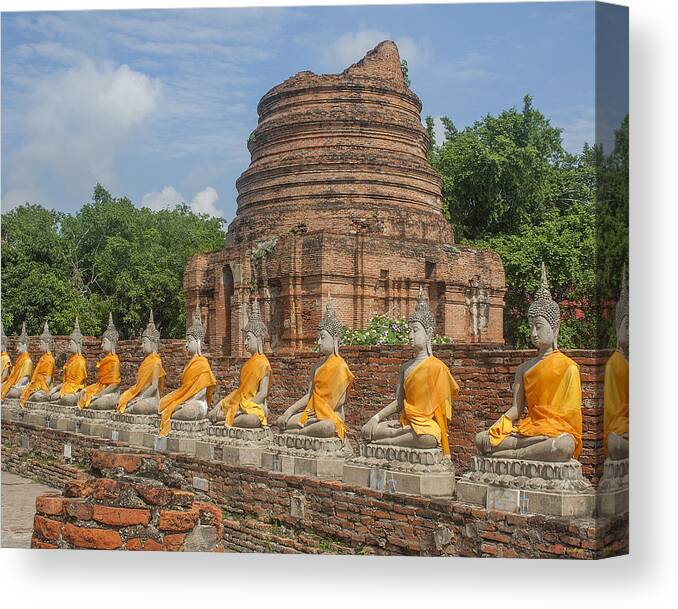Scenic Canvas Print featuring the photograph Wat Phra Chao Phya-Thai Buddha Images and Ruined Chedi DTHA005 by Gerry Gantt