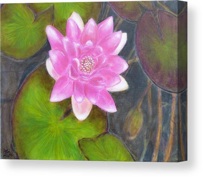 Water Lily Canvas Print featuring the painting Water Lily by Amelie Simmons