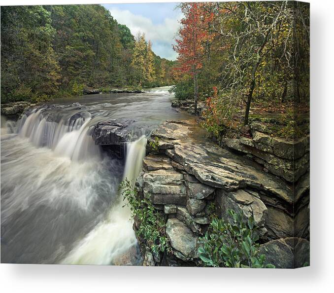 Tim Fitzharris Canvas Print featuring the photograph Waterfall Mulberry River Arkansas by Tim Fitzharris