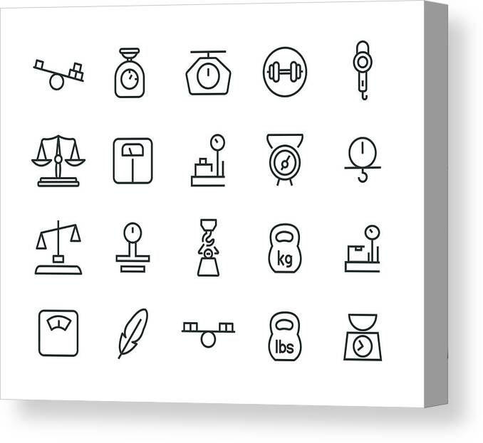 Caliper Canvas Print featuring the drawing Weight Icon Set by Enis Aksoy
