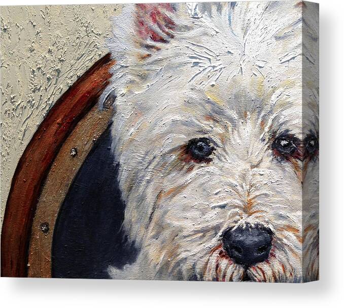 Custom Pet Portraits Canvas Print featuring the painting West Highland Terrier Dog Portrait by Portraits By NC