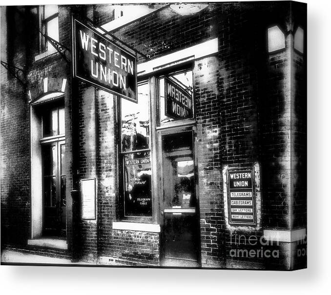 Western Union Canvas Print featuring the photograph Western Union Redux by Cris Hayes