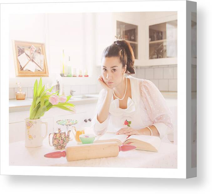 Fifties Kitchen Canvas Print featuring the photograph Her Perfect Little Life by Theresa Tahara