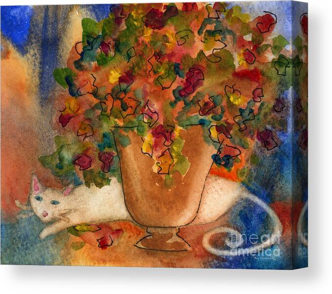 Cat Canvas Print featuring the painting White Cat by Amy Kirkpatrick