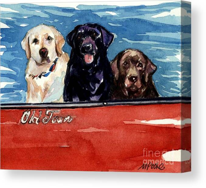 Labrador Retrievers Canvas Print featuring the painting Whole Crew by Molly Poole