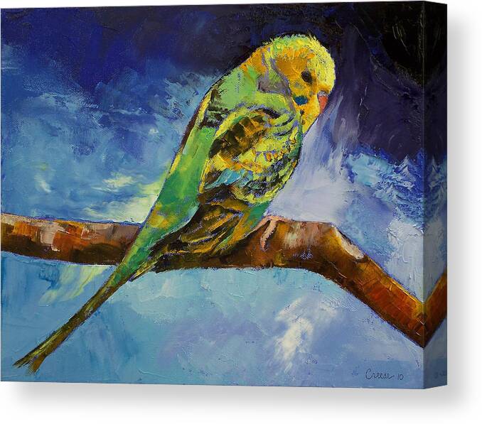Wild Canvas Print featuring the painting Wild Parakeet by Michael Creese