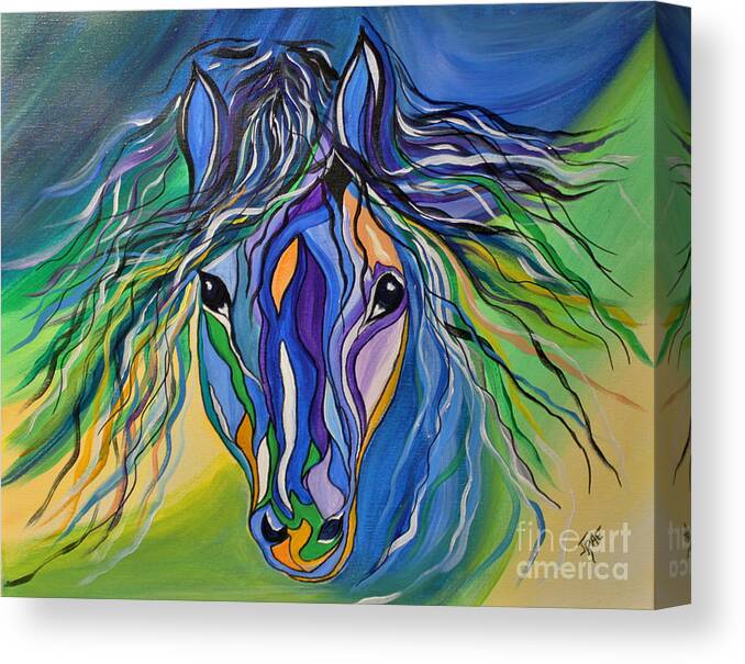 Horse Canvas Print featuring the painting Willow the War Horse by Janice Pariza