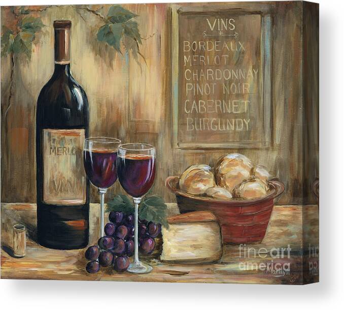 Wine Canvas Print featuring the painting Wine For Two by Marilyn Dunlap