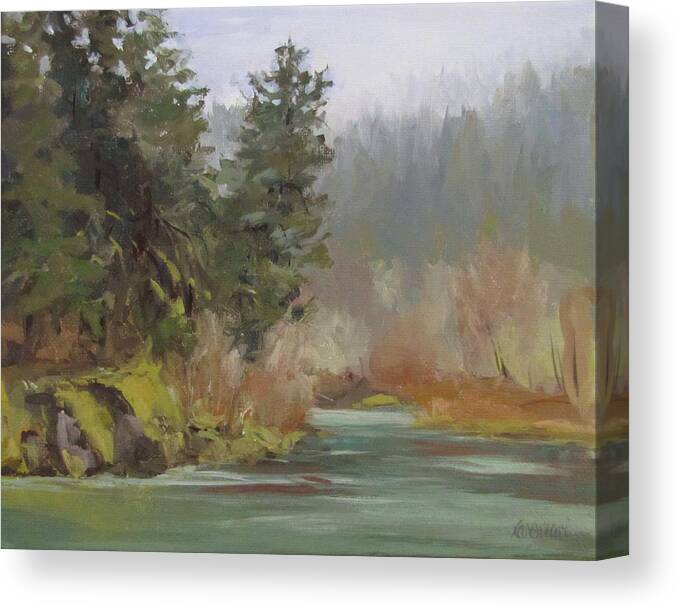 Plein Air Canvas Print featuring the painting Winter at Swiftwater by Karen Ilari