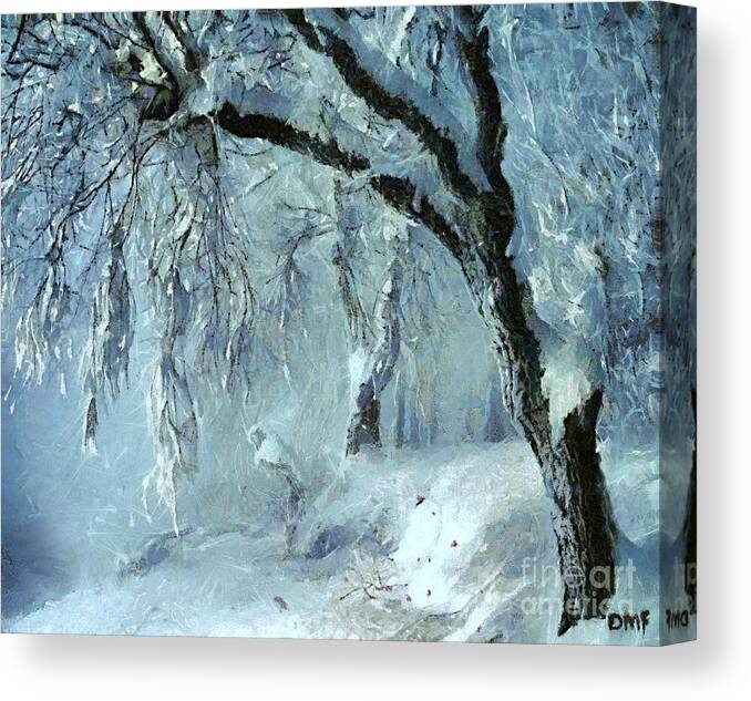 Winter Canvas Print featuring the painting Winter dreams by Dragica Micki Fortuna