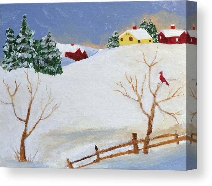Landscape Canvas Print featuring the painting Winter Farm by Bryan Penzer