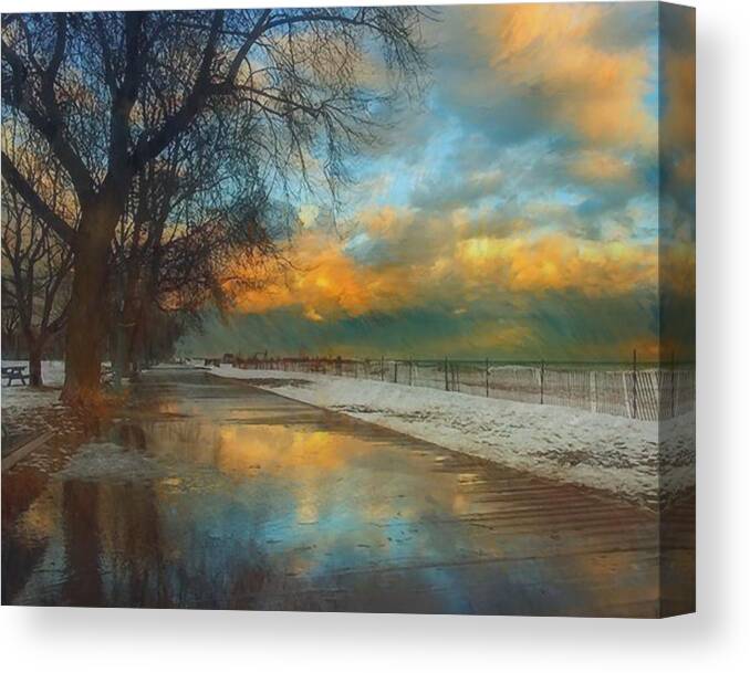 Troy Caperton Canvas Print featuring the painting Winter Fenceline by Troy Caperton