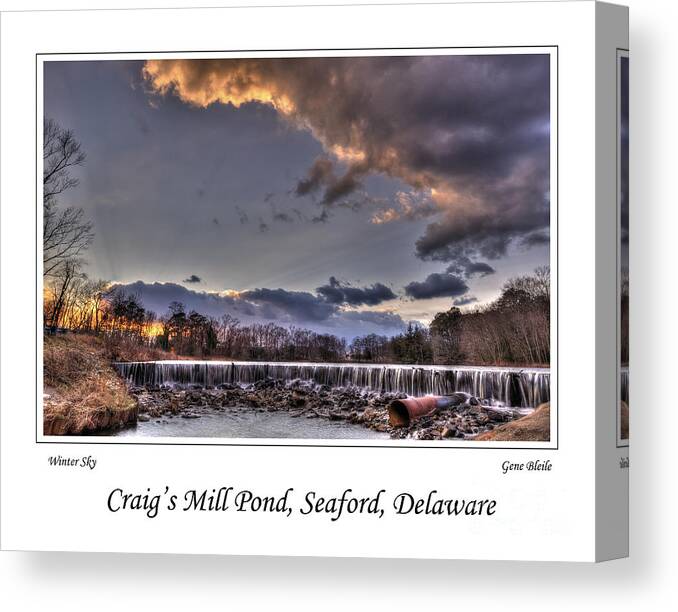Mill Pond Canvas Print featuring the photograph Winter Sky by Gene Bleile Photography 