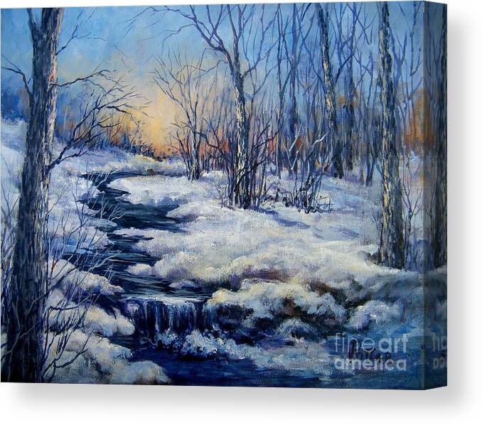 Winter Canvas Print featuring the painting Winter Sunset by Virginia Potter