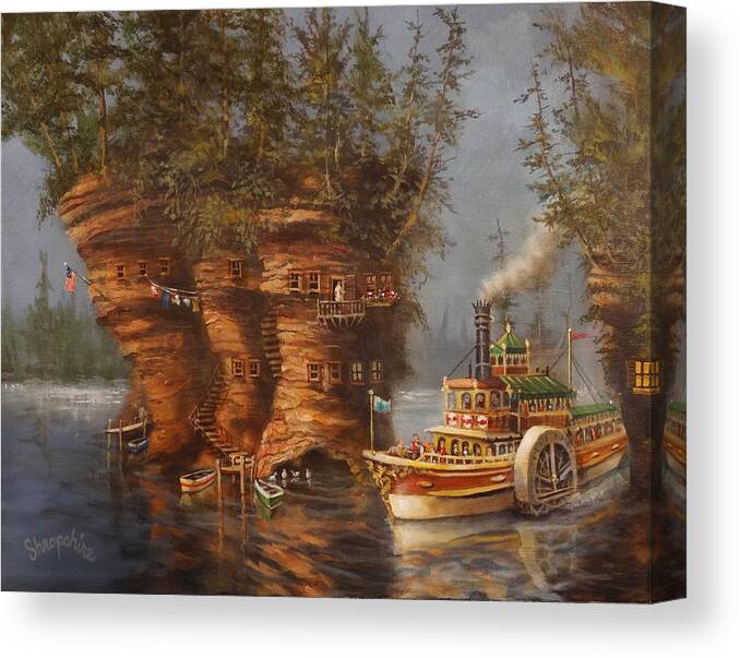 Fantasy Canvas Print featuring the painting Wisconsin Dells Fantasy by Tom Shropshire