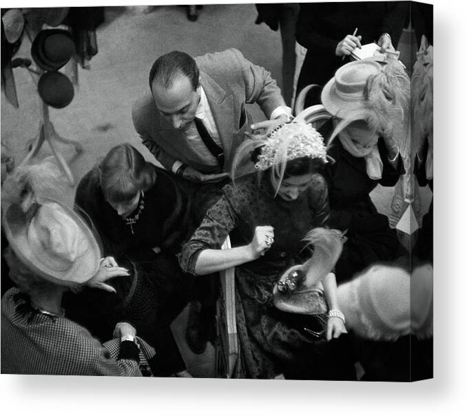 Designer Canvas Print featuring the photograph Women Shopping At Mr. John by Constantin Joffe