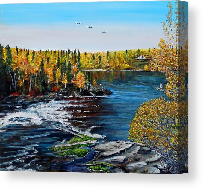 Wood Falls Canvas Print featuring the painting Wood Falls by Marilyn McNish