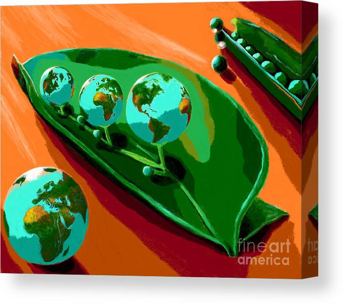 World Canvas Print featuring the painting World Peas by Jackie Case