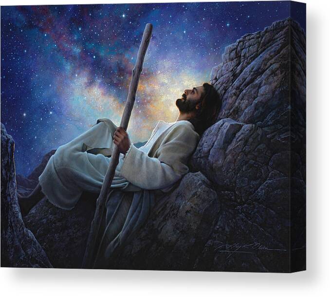 Jesus Canvas Print featuring the painting Worlds Without End by Greg Olsen