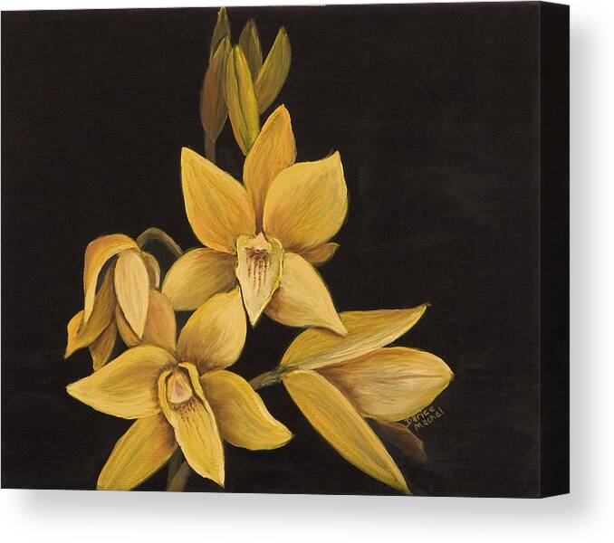 Hawaiian Flower Canvas Print featuring the painting Yellow Orchid by Darice Machel McGuire