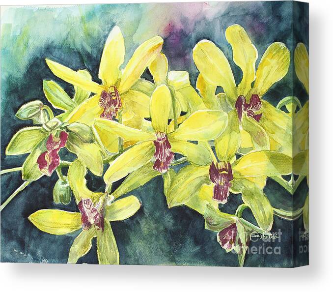 Yellow Canvas Print featuring the painting Yellow Orchids by Janis Lee Colon