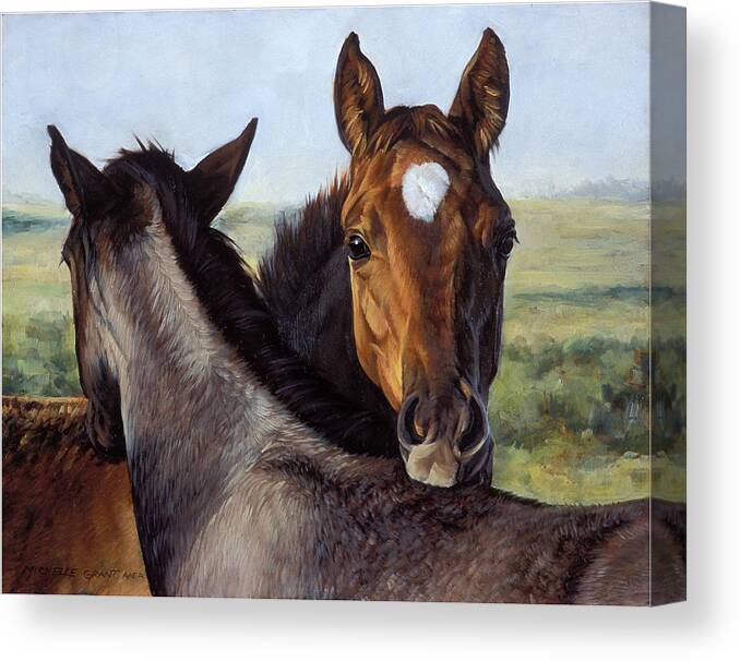 Michelle Grant Canvas Print featuring the painting You Scratch Mine by JQ Licensing