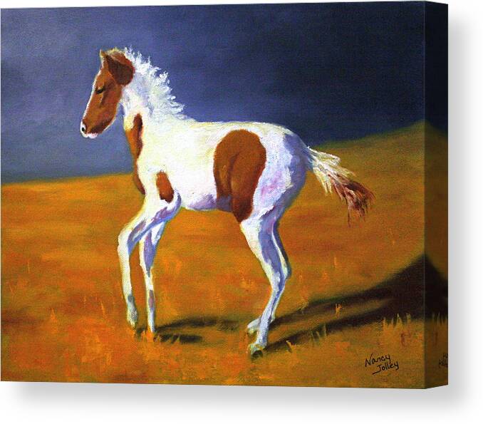 Horse Canvas Print featuring the painting Youngster by Nancy Jolley
