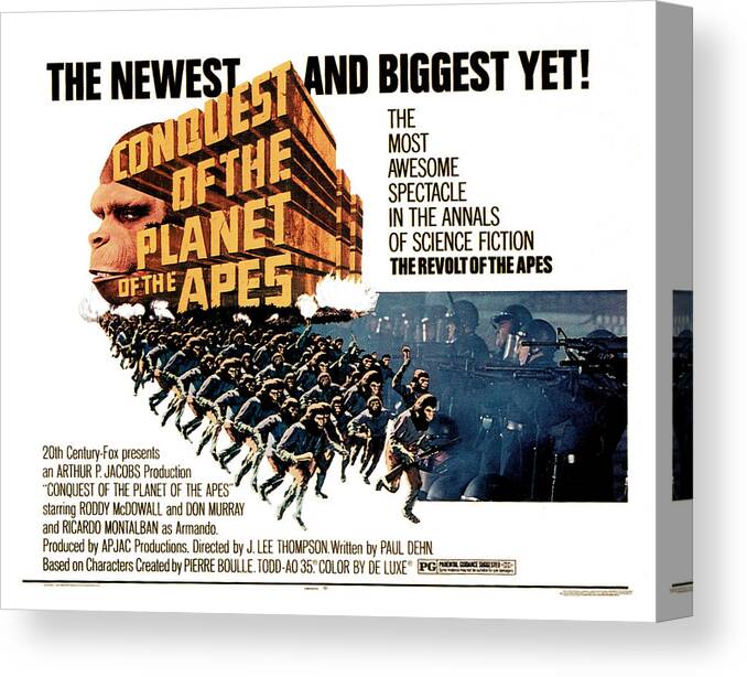 1970s Poster Art Canvas Print featuring the photograph Conquest Of The Planet Of The Apes #1 by Everett