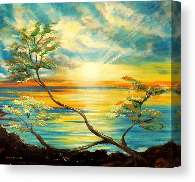 Sunset Canvas Print featuring the painting Splash #2 by Gina De Gorna