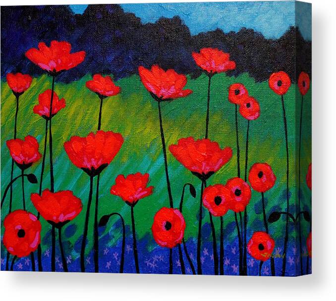 Poppies Canvas Print featuring the painting Poppy Corner by John Nolan