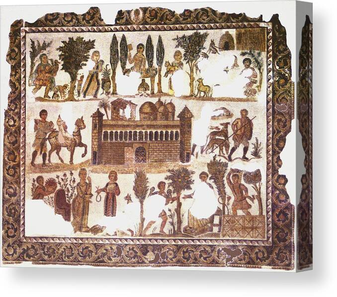 Roman Mosaic Canvas Print featuring the photograph Roman Mosaic #2 by Sheila Terry