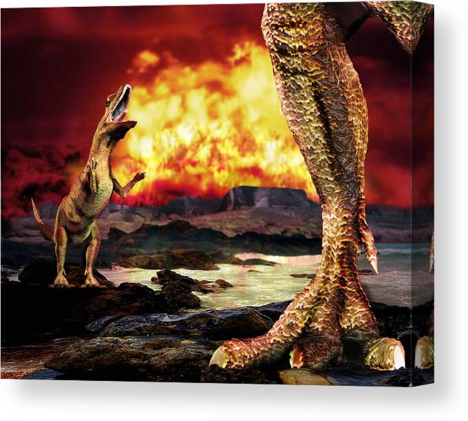 Fireball Canvas Print featuring the photograph Dinosaur Extinction #3 by Victor Habbick Visions
