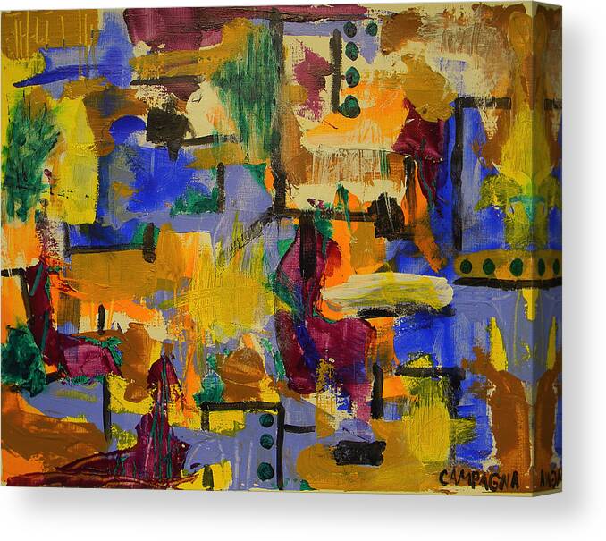 Acrylic Paint Canvas Print featuring the painting Untitled #51 by Teddy Campagna