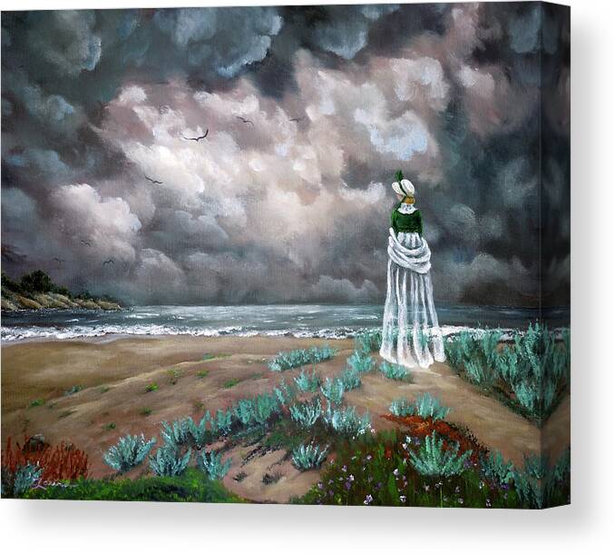 Dark Art Canvas Print featuring the painting A Stroll Upon the Dunes by Laura Iverson