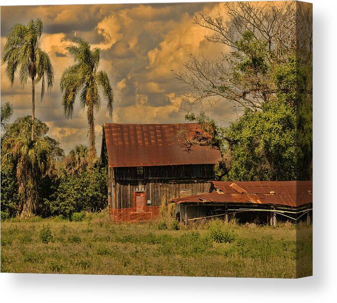 Barn Canvas Print featuring the photograph Abandoned Barn at Sunset by Keith Lovejoy