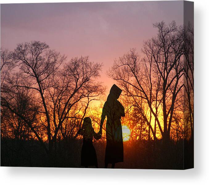 Amish Canvas Print featuring the photograph Amish Sisters by TnBackroadsPhotos 