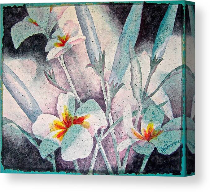 Watercolor Canvas Print featuring the painting Arrangement in Teal by Carolyn Rosenberger