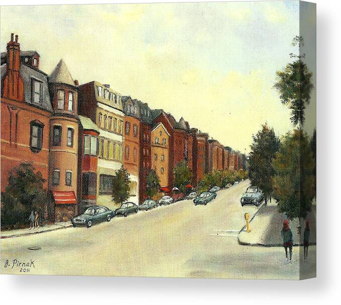Boston Canvas Print featuring the painting Boston's Newbury Street by John Pirnak