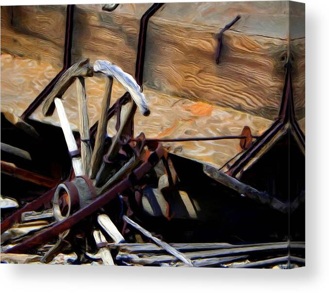 Abstract Canvas Print featuring the photograph Broken Wagon Wheel by Gilbert Artiaga