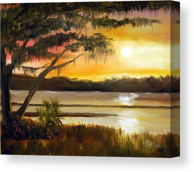 Landscape Canvas Print featuring the painting Carolina Sunset by Phil Burton