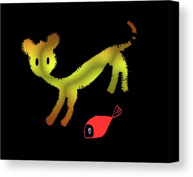 Catty Canvas Print featuring the digital art Catty Affair by Asok Mukhopadhyay