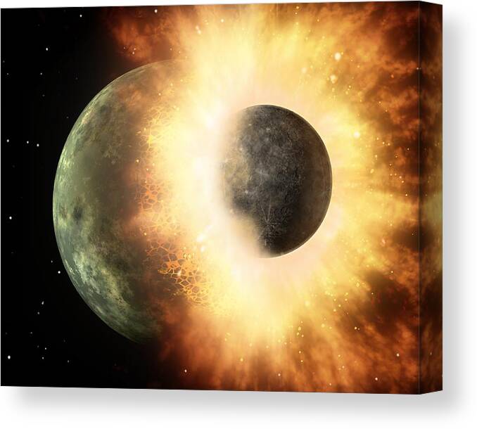 Alien Canvas Print featuring the photograph Celestial Impact, Artwork by Nasajpl-caltech