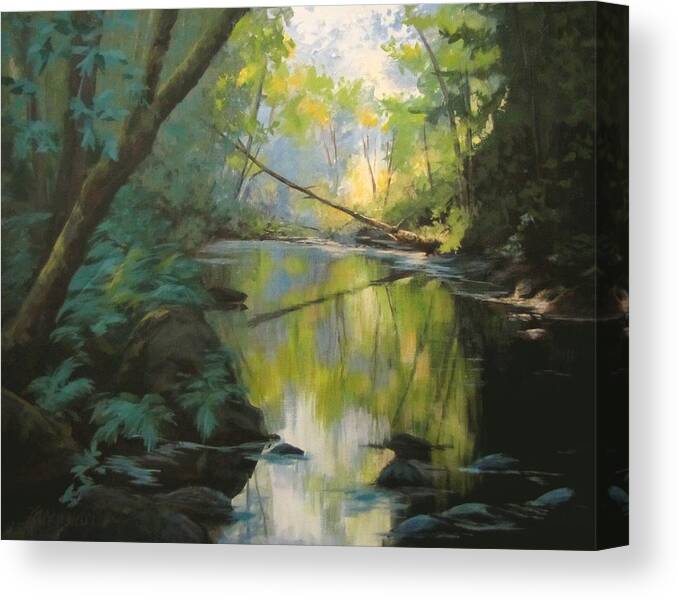 Landscape Canvas Print featuring the painting Champagne Creek by Karen Ilari