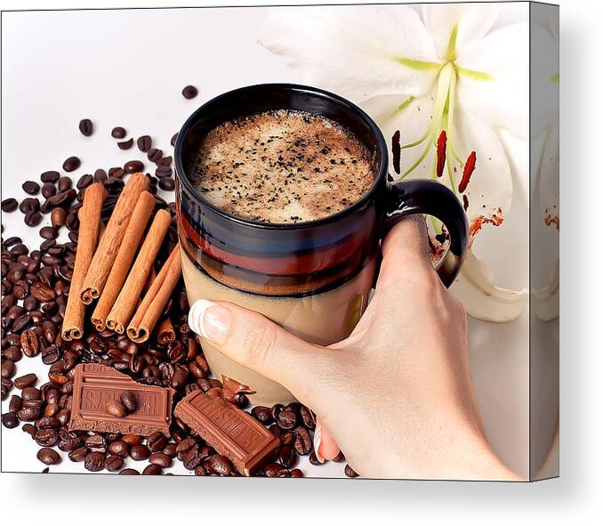 Coffee Canvas Print featuring the photograph Coffee time by Anna Rumiantseva
