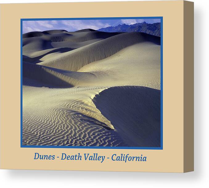 Dunes Death Valley Poster Beige And Blue Canvas Print featuring the photograph Dunes Poster by John Farley