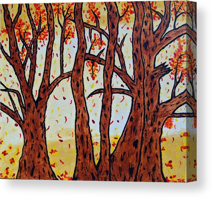 Leaves Canvas Print featuring the painting Falling Leaves by Ron Kandt