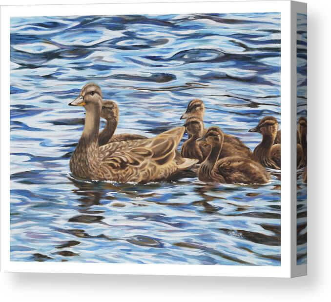 Mallard Ducks Canvas Print featuring the painting Family Outing by Tammy Taylor